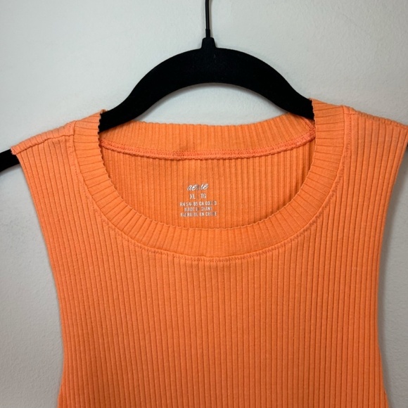 Aerie Women's Ribbed Raw Edge Cropped Tank Top Orange Crew Sleeveless Shirt   XL - Picture 3 of 7